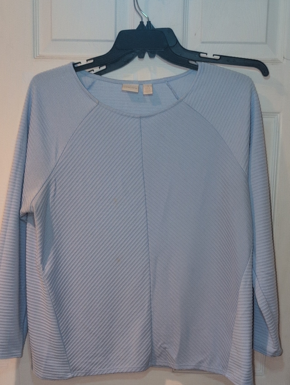 Chico's Light Blue Ribbed Long-Sleeve Top